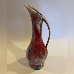 Vintage Studio Pottery Bud Vase Pink & Blue Dated 1969